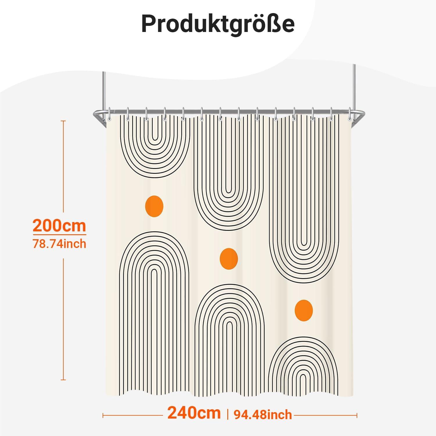 Duschvorhang 240x200cm Geometrische Kurve Wasserabweisend Waschbar