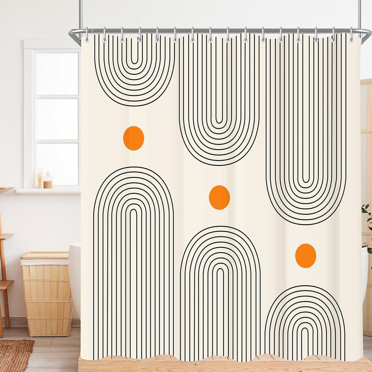 Duschvorhang 240x200cm Geometrische Kurve Polyester Antischimmel Wasserabweisend