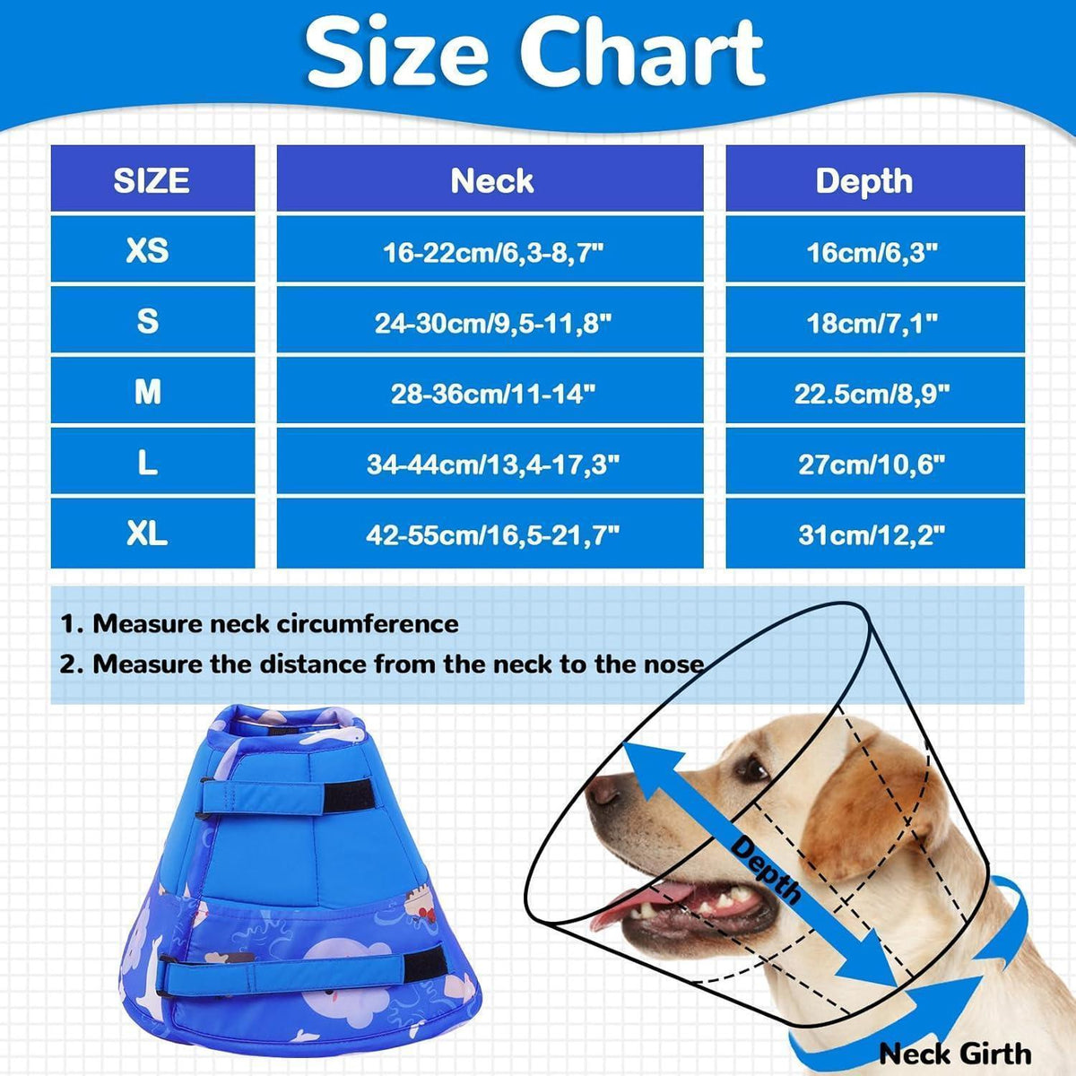 Hundekragen Leckschutz Weich Dunkelblau L
