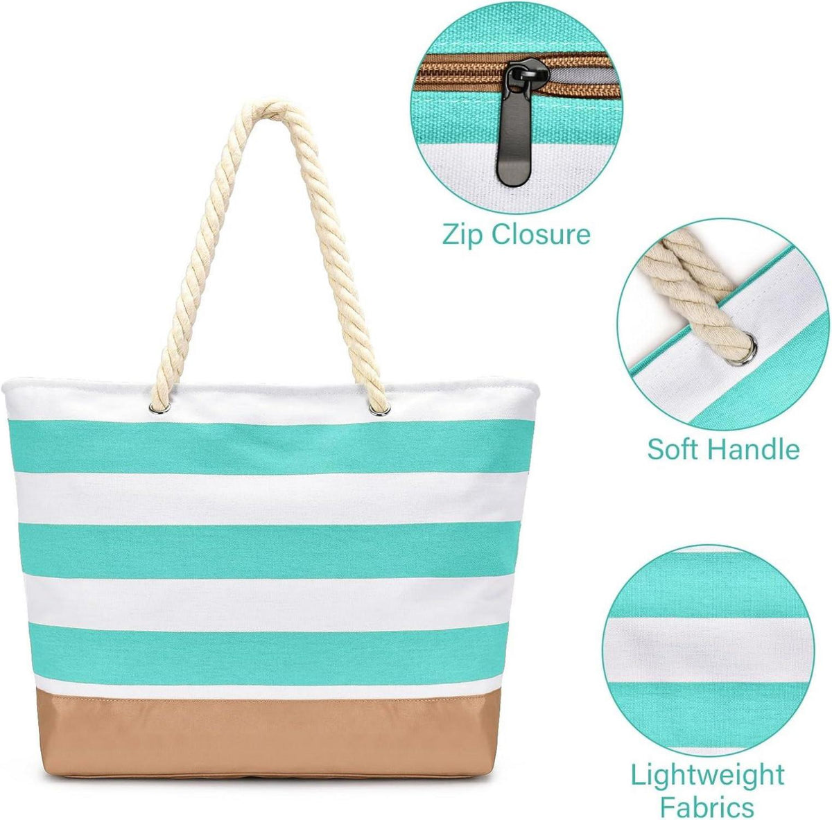 Strandtasche Tote Bag Große Shopper Tasche Wasserdicht Reißverschluss