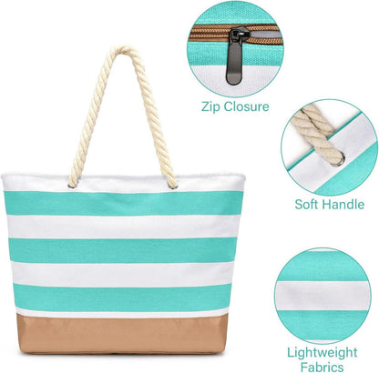 Strandtasche Tote Bag Große Shopper Tasche Wasserdicht Reißverschluss