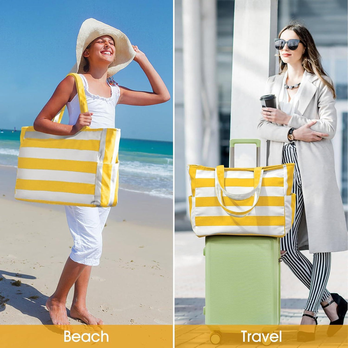 XXL Strandtasche Damen Tote Bag Shopper Umhängetasche Faltbar 40L