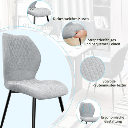 Gepolsterte Esszimmerstühle 2er Set Grau – Modern & Ergonomisch