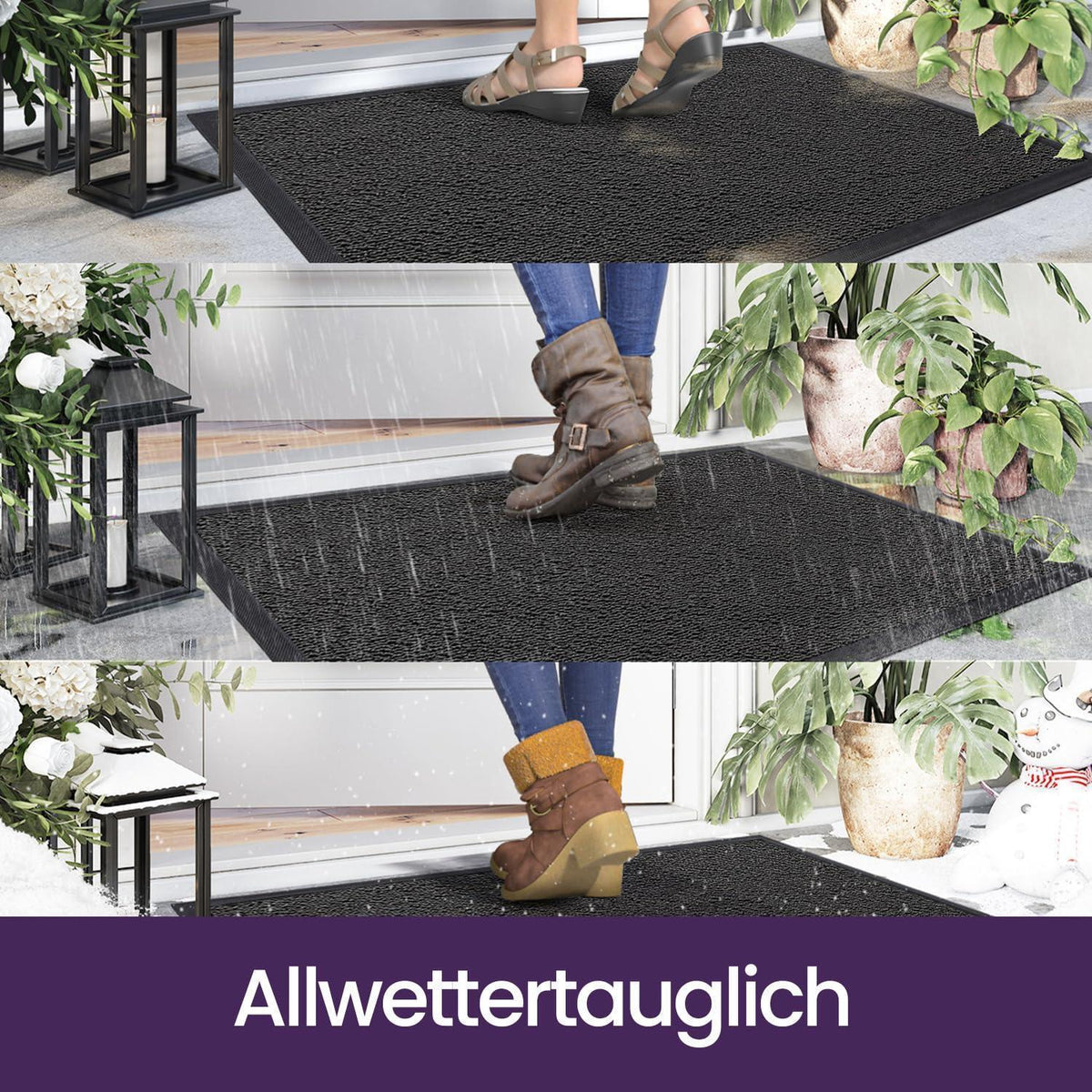 Fußmatte Outdoor rutschfest, Grau 50x80 cm – Schmutzfangmatte