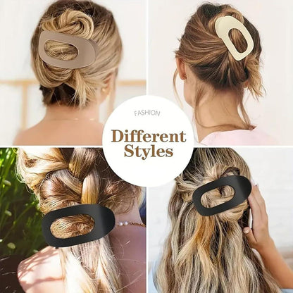 Haarklammern 4er Set Flach Matt Rund Lay Down Haar Clips in 4 Farben
