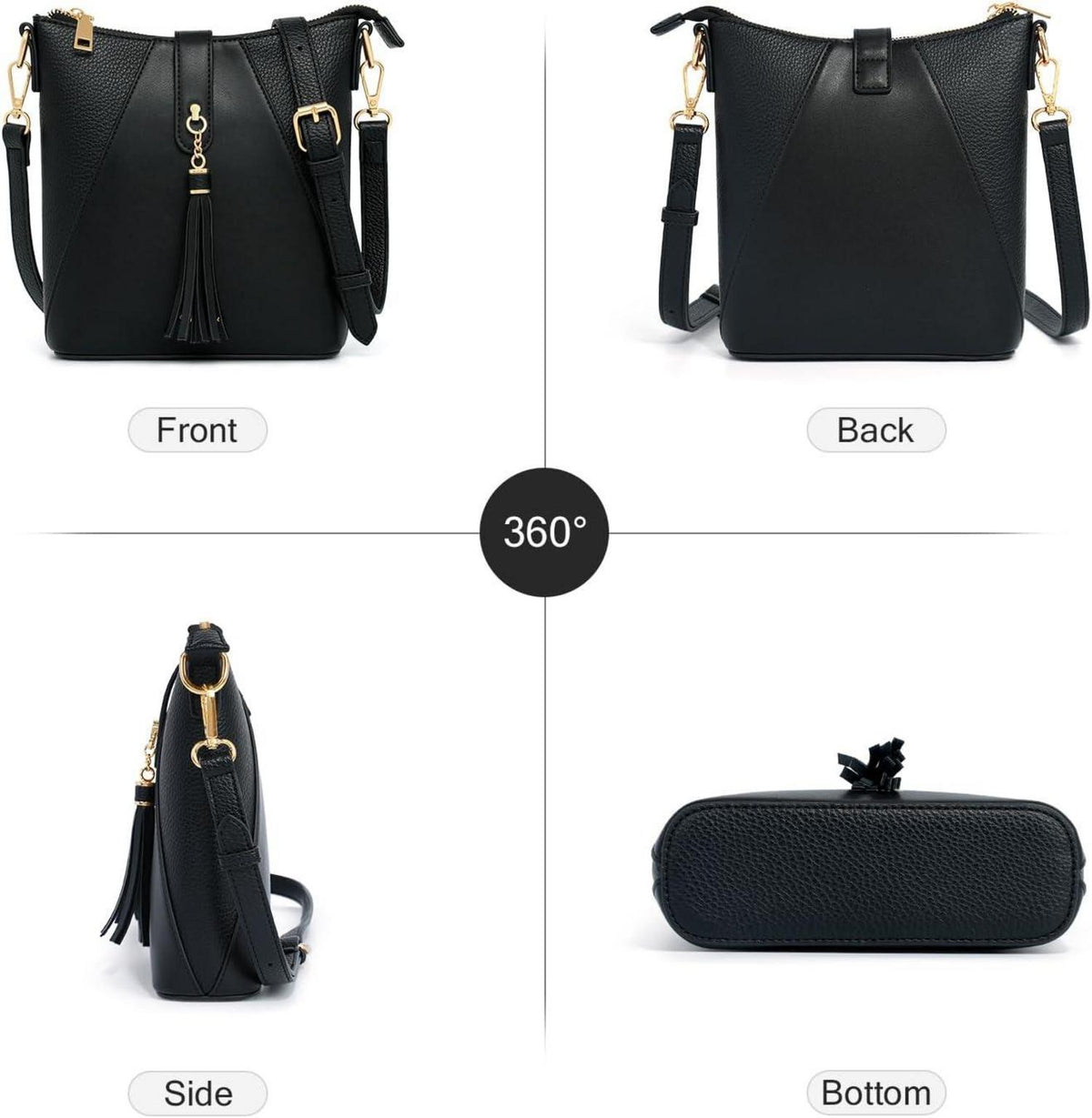 Damen Umhängetasche Leder Verstellbarer Gurt Crossbody Tasche