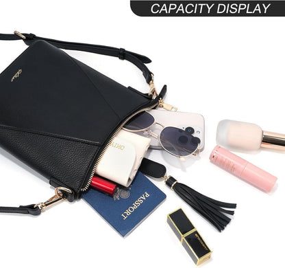Damen Umhängetasche Leder Verstellbarer Gurt Crossbody Tasche
