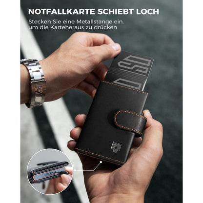 Slim Wallet mit Münzfach, RFID Schutz, Schwarz-Orange
