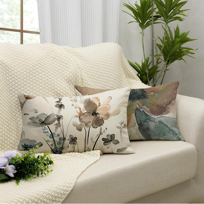 Blumen Kissenbezug 40x60 - 4er Set Leinen, Modern & Dekorativ