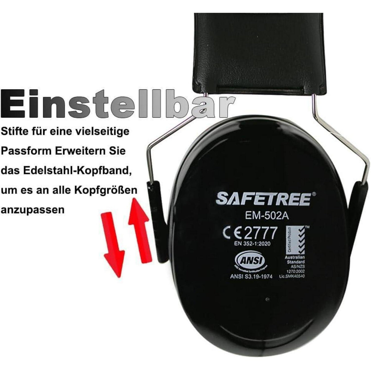 Kapselgehörschutz Verstellbar – SNR 34dB für Baustelle & Garten
