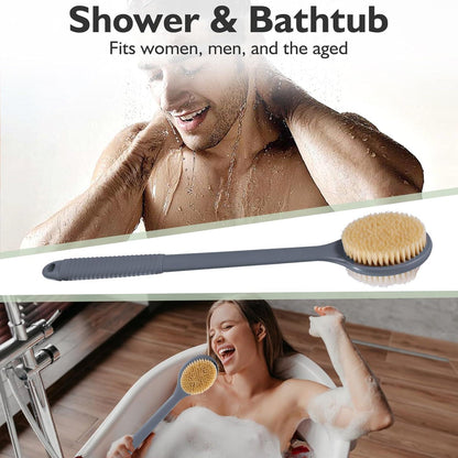 Rückenbürste 42 cm für Dusche, Nass Trockenbürste langem Griff natürlichen