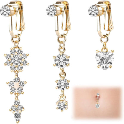 Moosono Fake Bauchnabelpiercing Kristallkugel Anhänger