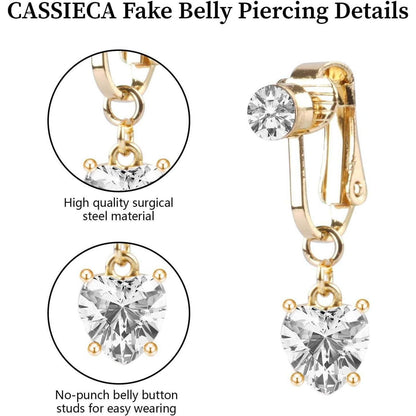 Moosono Fake Bauchnabelpiercing Kristallkugel Anhänger