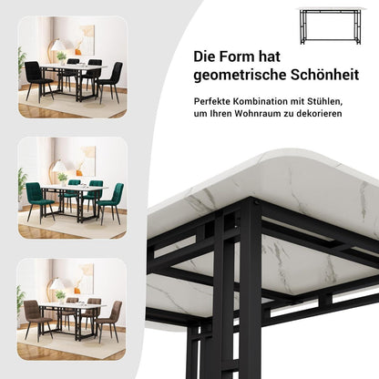 Moderner Esstisch Set mit 4 Stühlen – Grau & Schwarz, 140x80cm