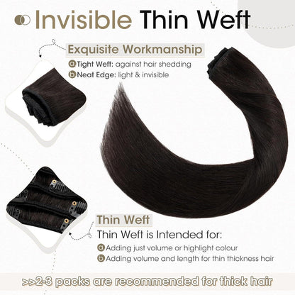 Echthaar Clip-Ins Schwarz 50cm - 8-teiliges Set
