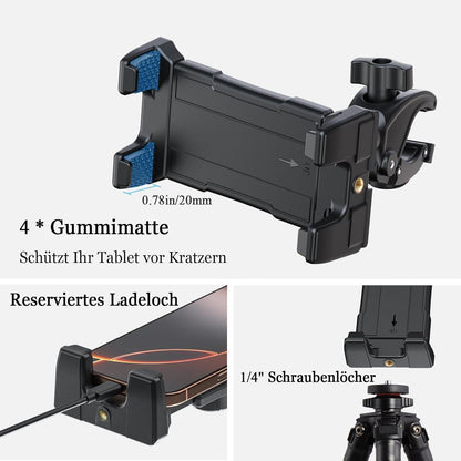 Tablet Halter für Laufband & Mikrofonständer – 360° Einstellbar