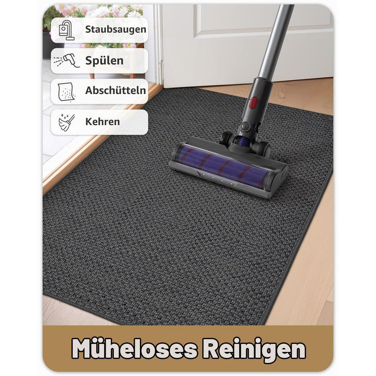 Fußmatte Innen Dunkelgrau 122x183cm – Schmutzfangmatte für Küche & Eingang