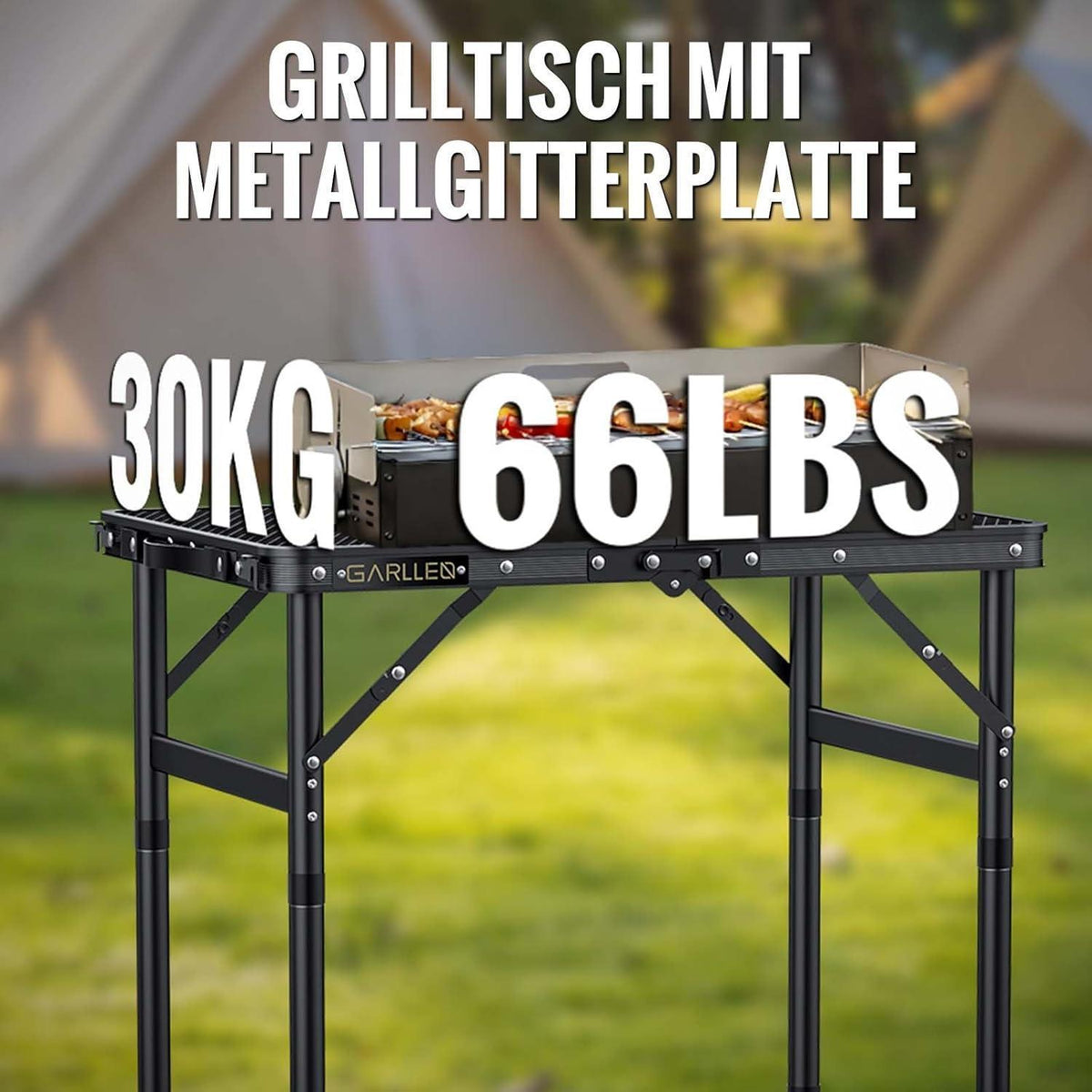 Klapptisch Camping höhenverstellbar 58x40cm, leicht & robust