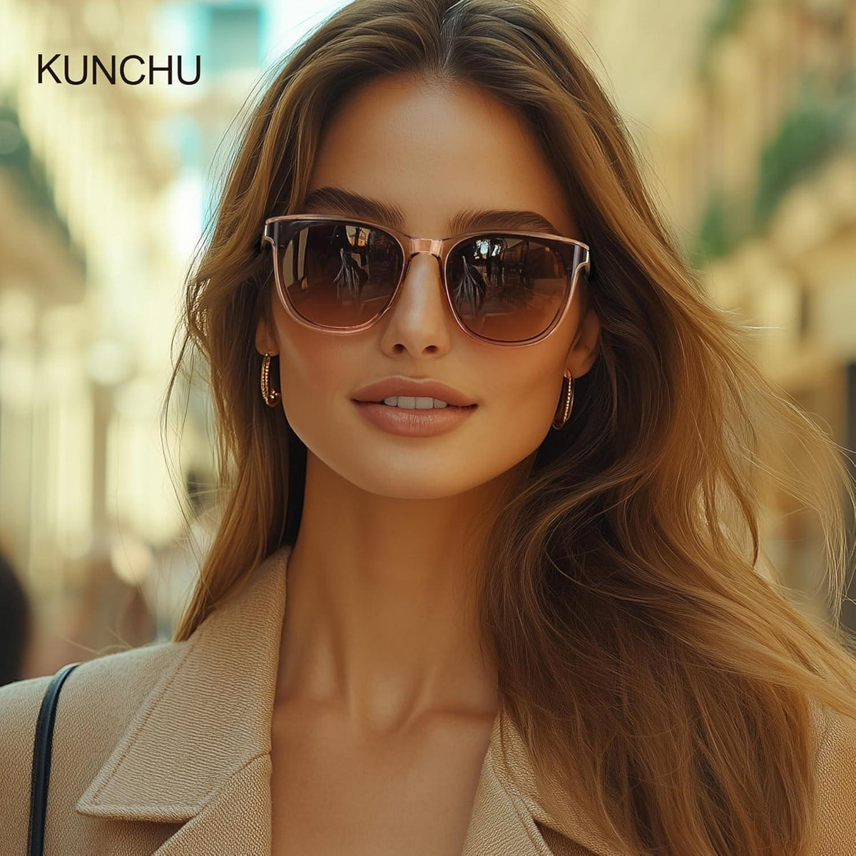 Quadrat UV400 Sonnenbrille Damen Retro Trendy Runde Schutz