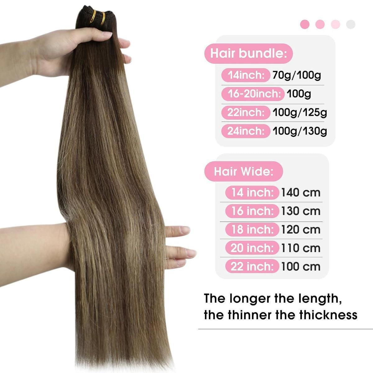 Echthaar Tressen Ombre Dunkelbraun Blond 60cm