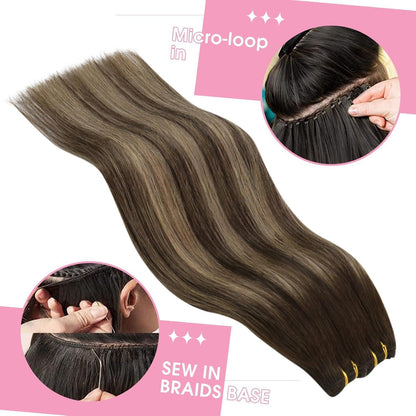 Echthaar Tressen Ombre Dunkelbraun Blond 60cm