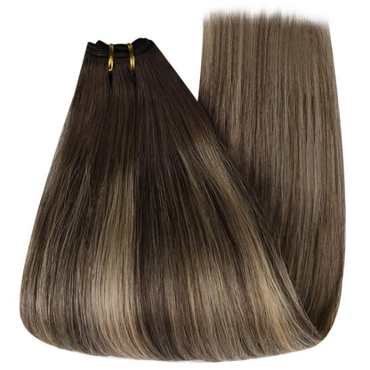 Echthaar Tressen Ombre Dunkelbraun Blond 60cm