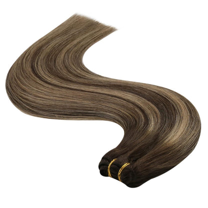 Echthaar Tressen Ombre Dunkelbraun Blond 60cm