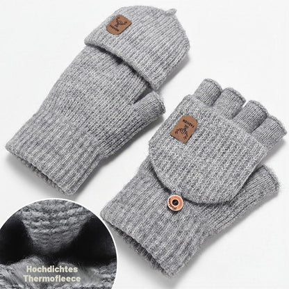 Fingerlose Handschuhe mit Kappe Damen Herren Schwarz
