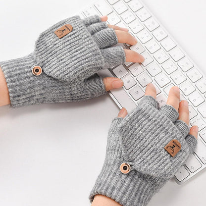 Fingerlose Handschuhe mit Kappe Damen Herren Schwarz