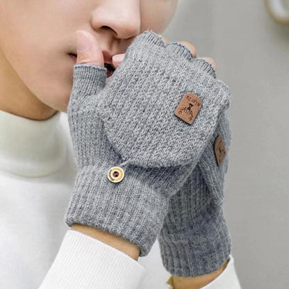 Fingerlose Handschuhe mit Kappe Damen Herren Schwarz
