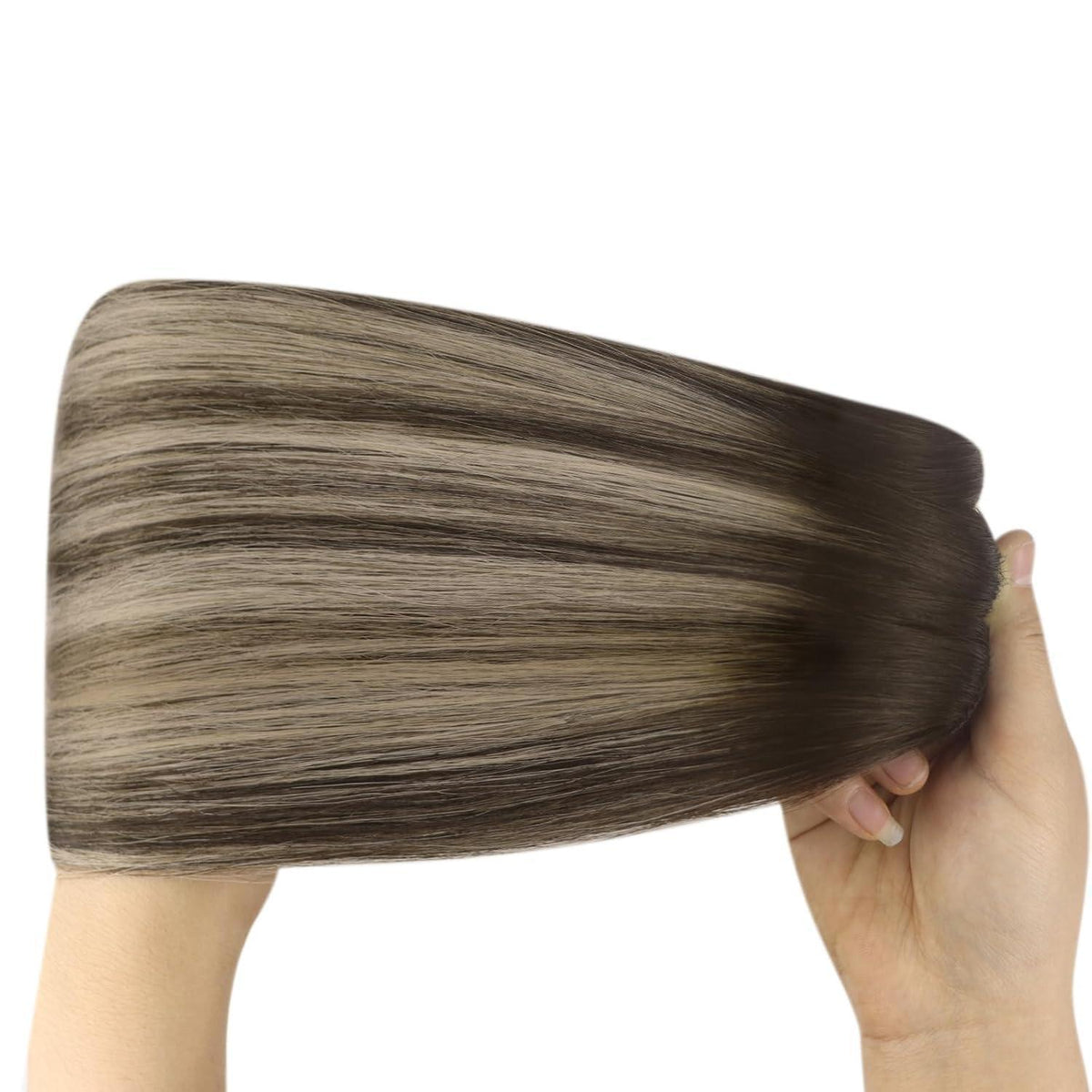 Echthaar Tressen Ombre Dunkelbraun-Goldblond 60cm