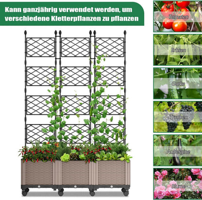 Hochbeet mit Rankgitter und Rollenrad, Selbstbewässerung Pflanzkasten