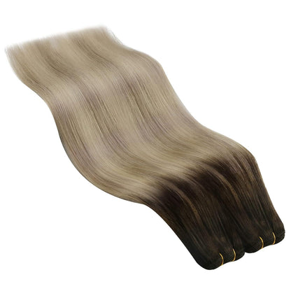 60 cm Echthaar Tressen Balayage Braun Blond Remy Weft
