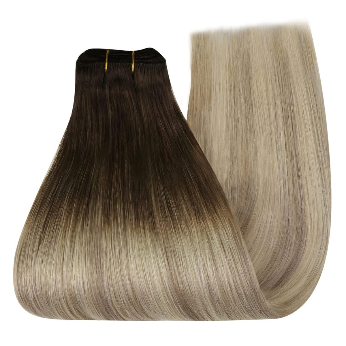60 cm Echthaar Tressen Balayage Braun Blond Remy Weft