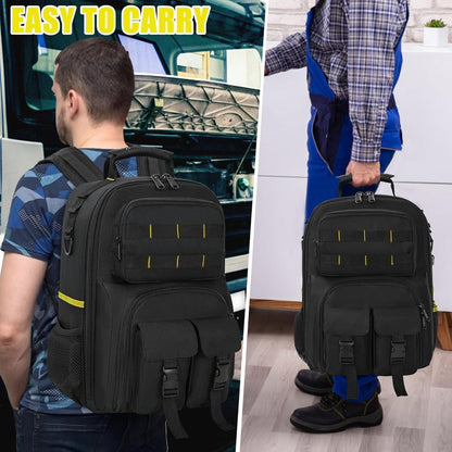 Werkzeugrucksack mit Organizer, wasserdicht, gepolstert, Schwarz Gelb
