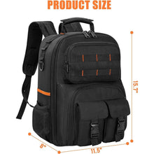 Werkzeugrucksack mit Organizer, wasserdicht, gepolstert, Schwarz Orange