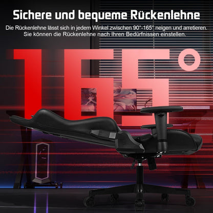 Homimaster Gaming Stuhl Bürostuhl Ergonomisch mit verstellbarem Lenden- und Kopfkissen Rot