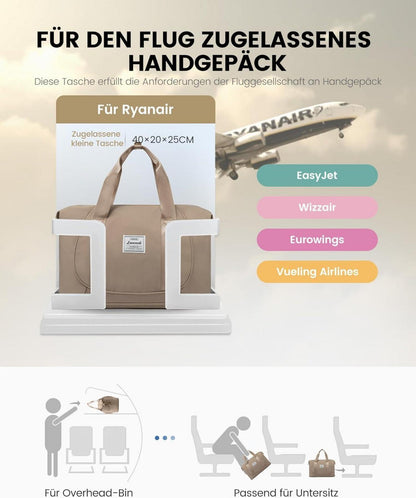 LOVEVOOK Ryanair Handgepäck 40x20x25 erweiterbare Faltbare Reisetasche