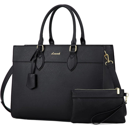 Laptoptasche Damen 17,3 Zoll, Groß, Wasserdicht, mit Handgelenktasche in Lederoptik