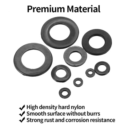820 Nylon Unterlegscheiben Set Schwarz M2-M12 für Industrie & Haushalt