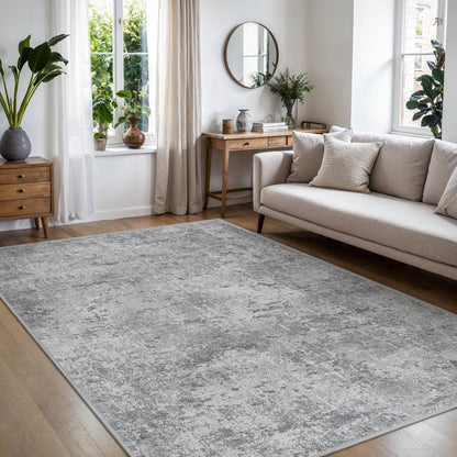 Moderner Wohnzimmerteppich Grau 200x290 cm – Rutschfest & Waschbar