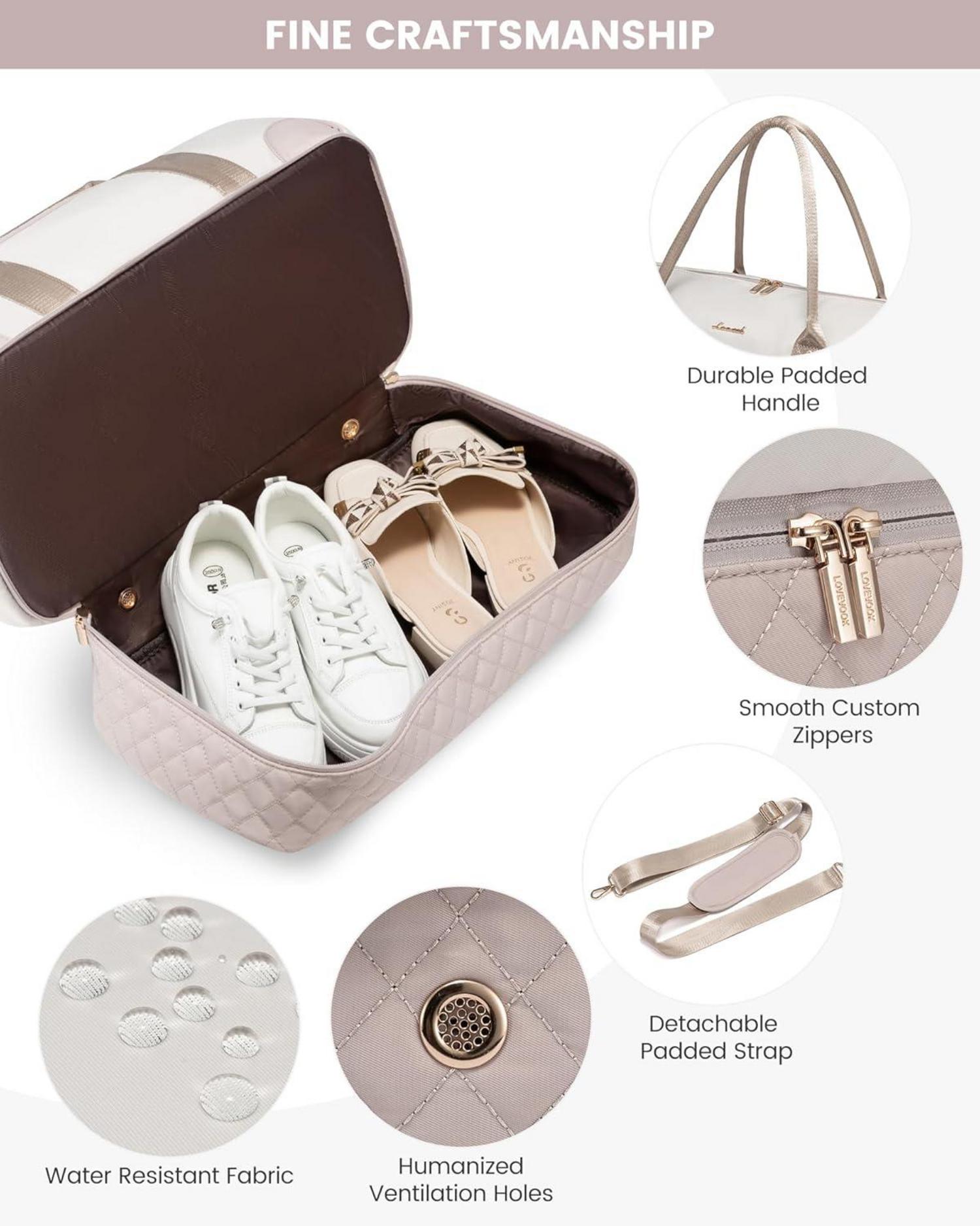 LOVEVOOK Damen Reisetasche Weekender Bag mit Schuhfach & Nassfach - Beige & Khaki