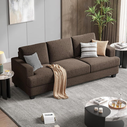 Bequemes 3-Sitzer Sofa mit tiefer Sitzfläche & Leinenbezug