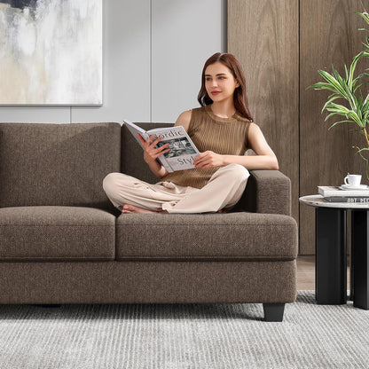 Bequemes 3-Sitzer Sofa mit tiefer Sitzfläche & Leinenbezug