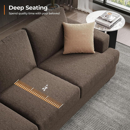 Bequemes 3-Sitzer Sofa mit tiefer Sitzfläche & Leinenbezug