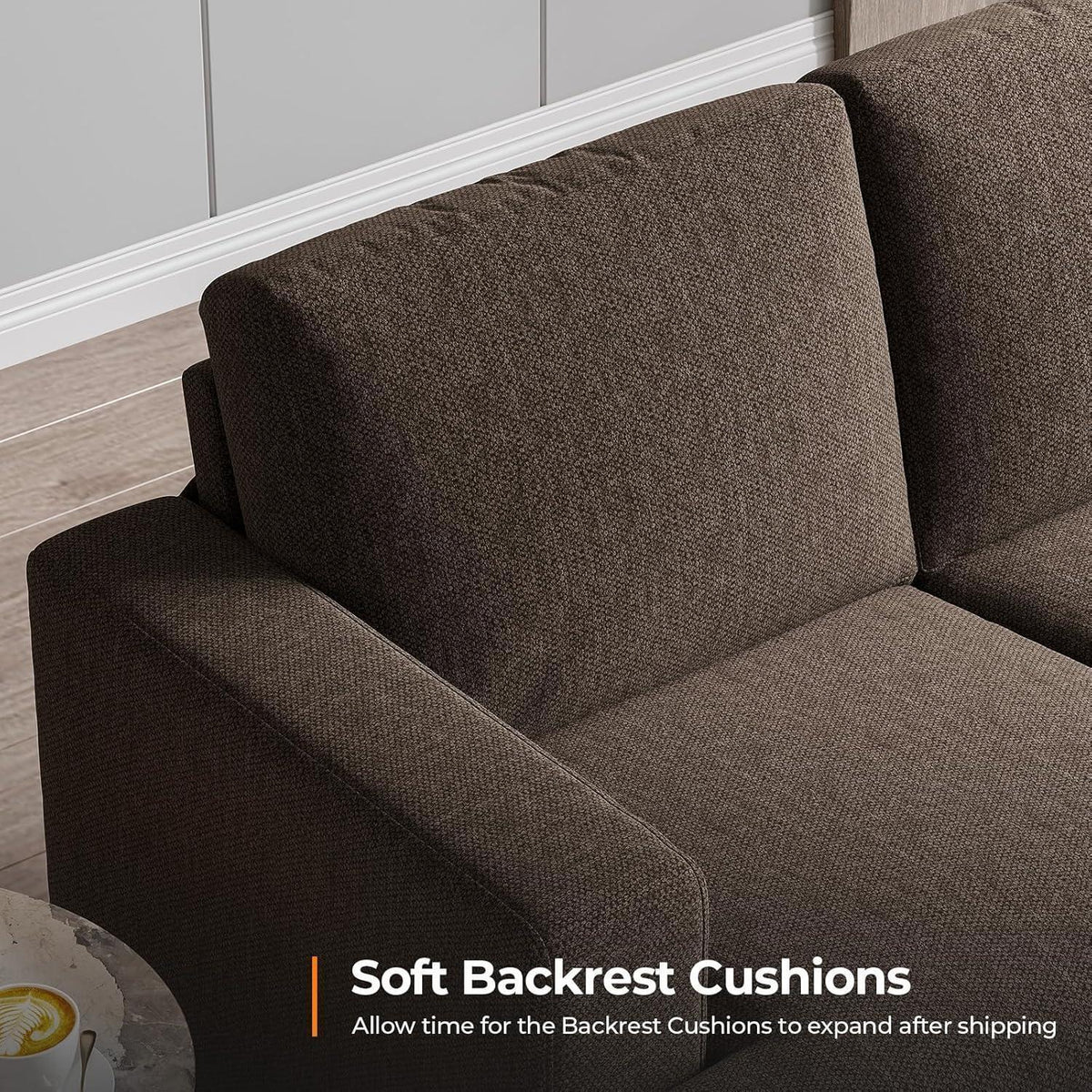 Bequemes 3-Sitzer Sofa mit tiefer Sitzfläche & Leinenbezug