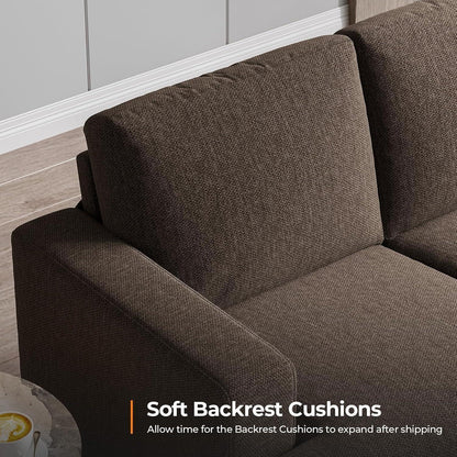 Bequemes 3-Sitzer Sofa mit tiefer Sitzfläche & Leinenbezug