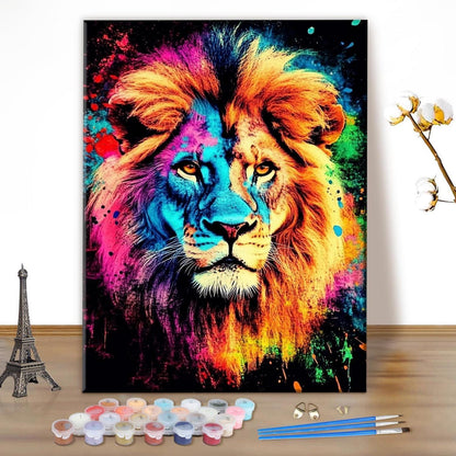 Malen nach Zahlen Erwachsene Löwe Regenbogen 30x40cm