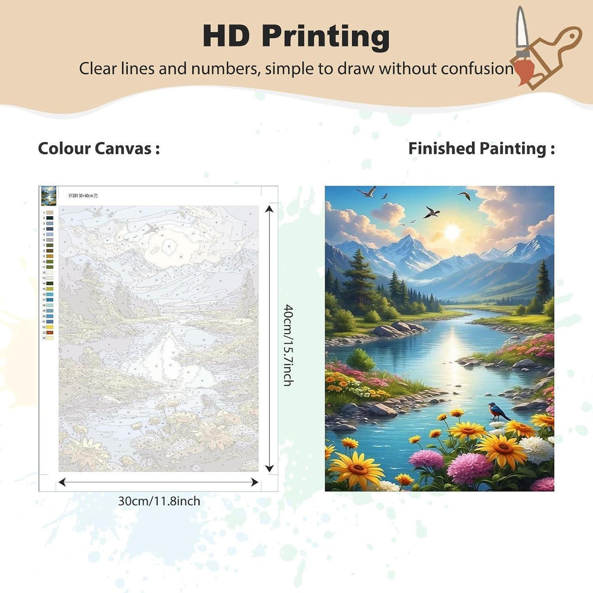 Malen nach Zahlen Landschaft Erwachsene DIY Set 30x40cm