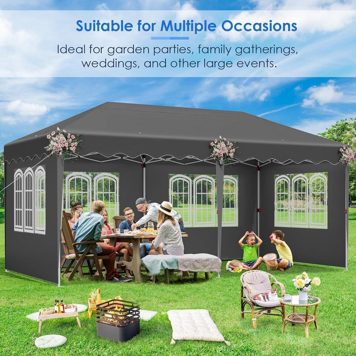 3x6 Faltpavillon Wasserdicht & Stabil – Partyzelt für Garten & Events
